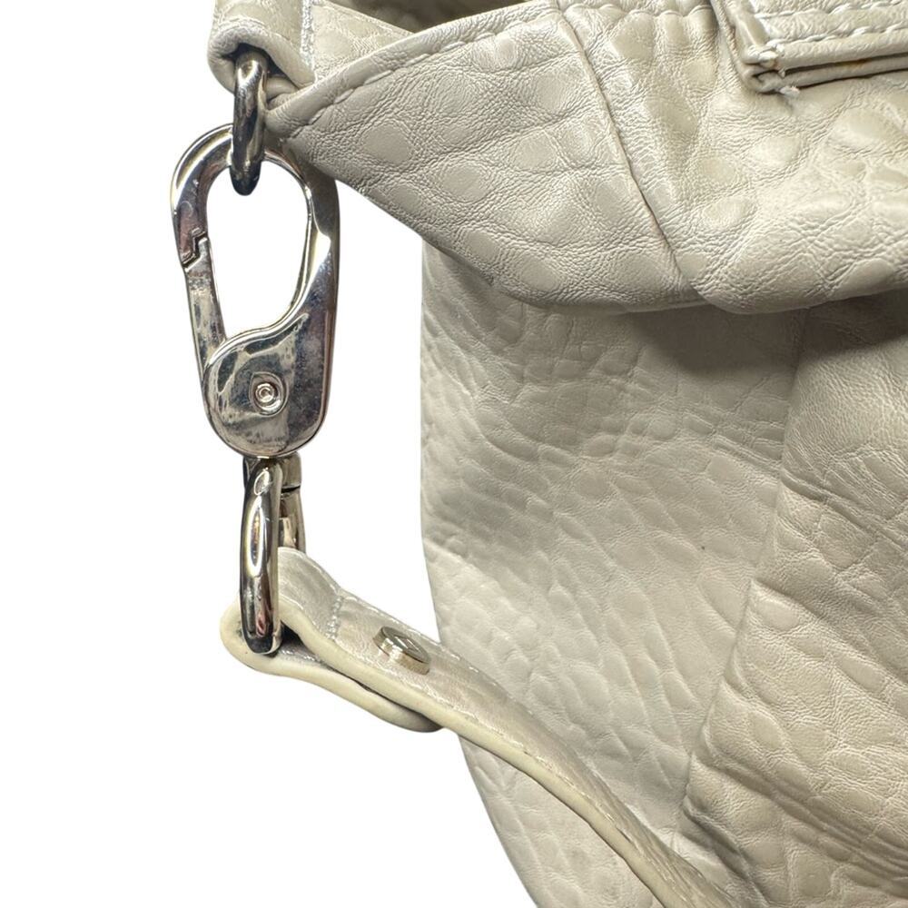 Thirty-One Platinum Grey Pebble Shoulder Bag Vegan Leather Casual Tote - Picture 9 of 13